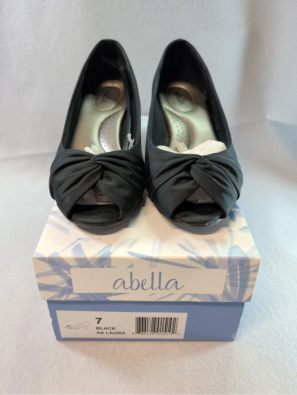 Abella Laura Peep-Toe Black Heels Size 7